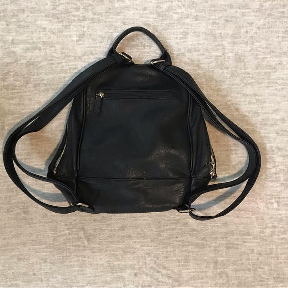 Black Vegan Leather Backpack Purse - Picture 2 of 11